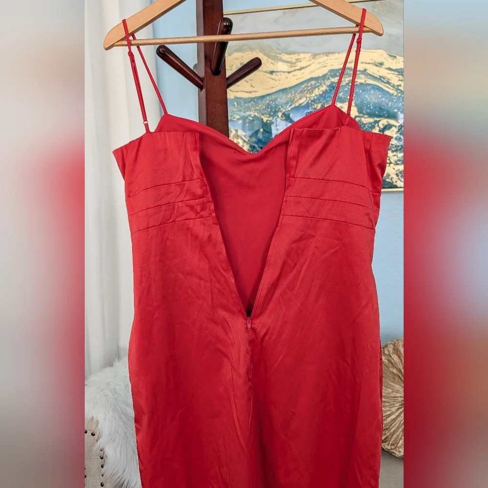 Bisou Bisou Red/Orange Spaghetti Strap Bodycon Dress Sz 12